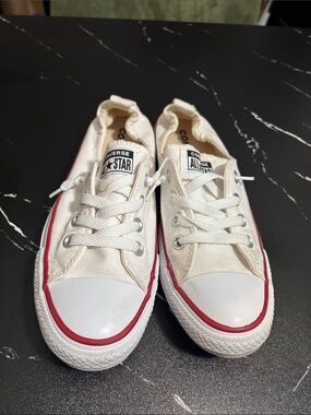 Converse Shoreline White Low-Top Sneakers with Red Trim